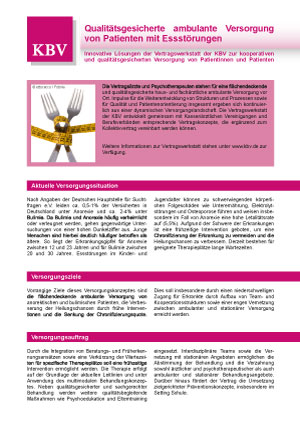 Flyer: Qualitätsgesicherte ambulante Versorgung von Patienten mit Essstörungen Infoblatt Essstörungen: Qualitätsgesicherte ambulante Versorgung