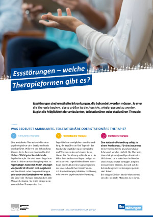 Themenblatt: Essstörungen - welche Therapieformen gibt es? Themenblatt: Therapieformen