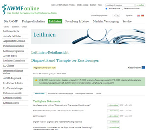S3-Leitlinie: Diagnostik und Therapie der Essstörungen Vorschau S3-Leitlinie: Diagnostik und Therapie der Essstörungen