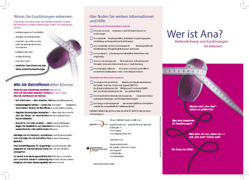 Flyer "Wer ist ANA? Verherrlichung von Essstörungen im Internet" Wer ist Ana? Verherrlichung von Essstörungen im Internet